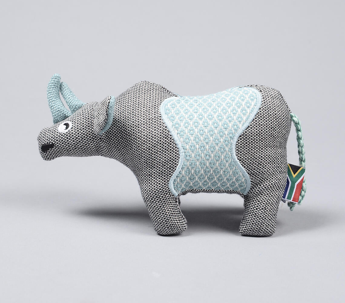 Embroidered Recycled Fabric Plush Rhino Toy