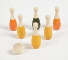 Turned & Lacquered Acacia wood bowling set