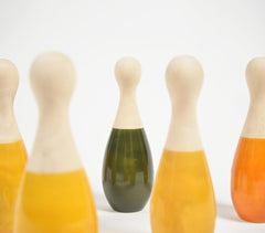 Turned & Lacquered Acacia wood bowling set