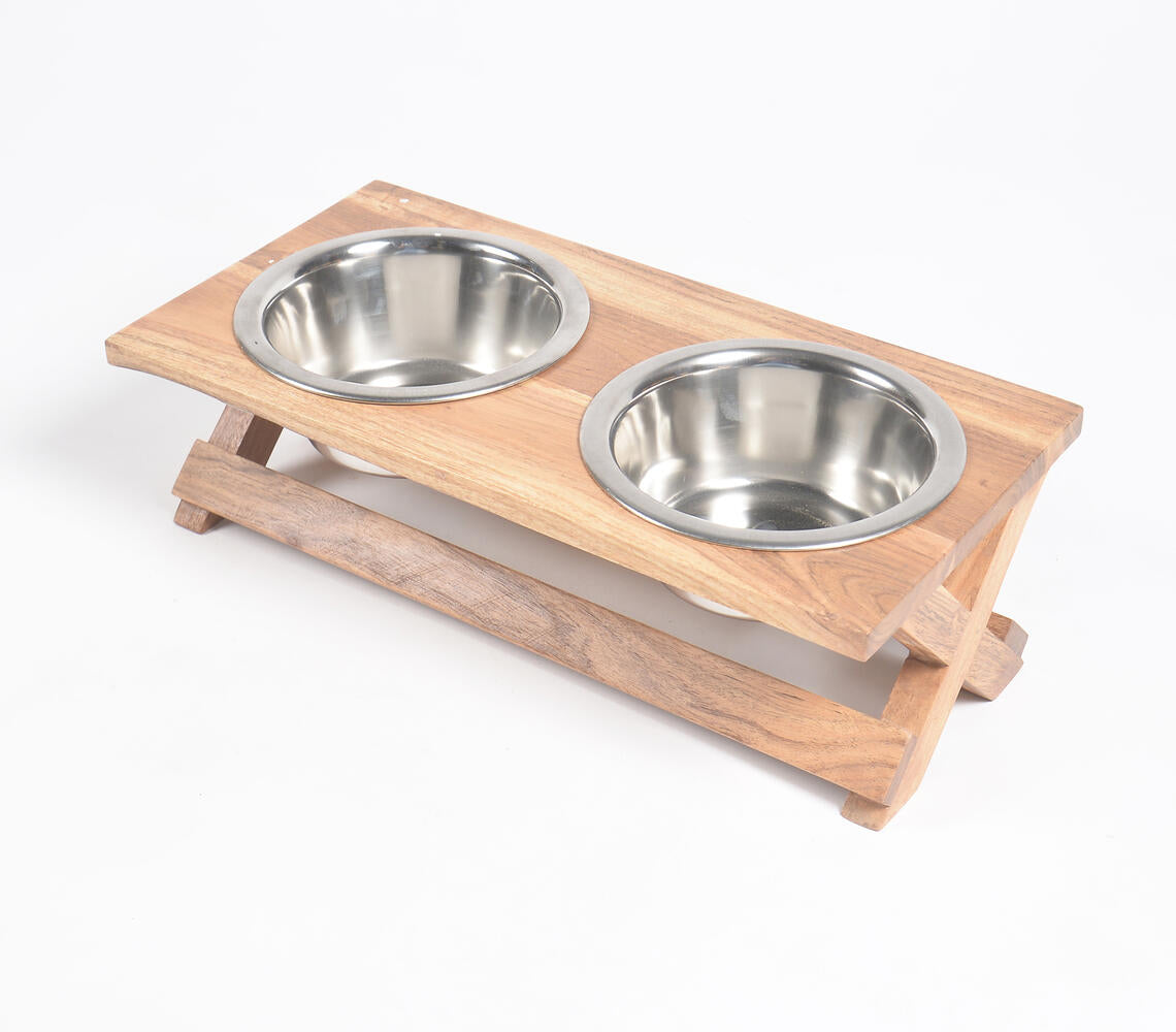 Hand Cut Vintage Wooden Pet Feeder