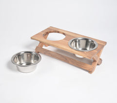 Hand Cut Vintage Wooden Pet Feeder