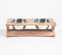 Hand Cut Vintage Wooden Pet Feeder