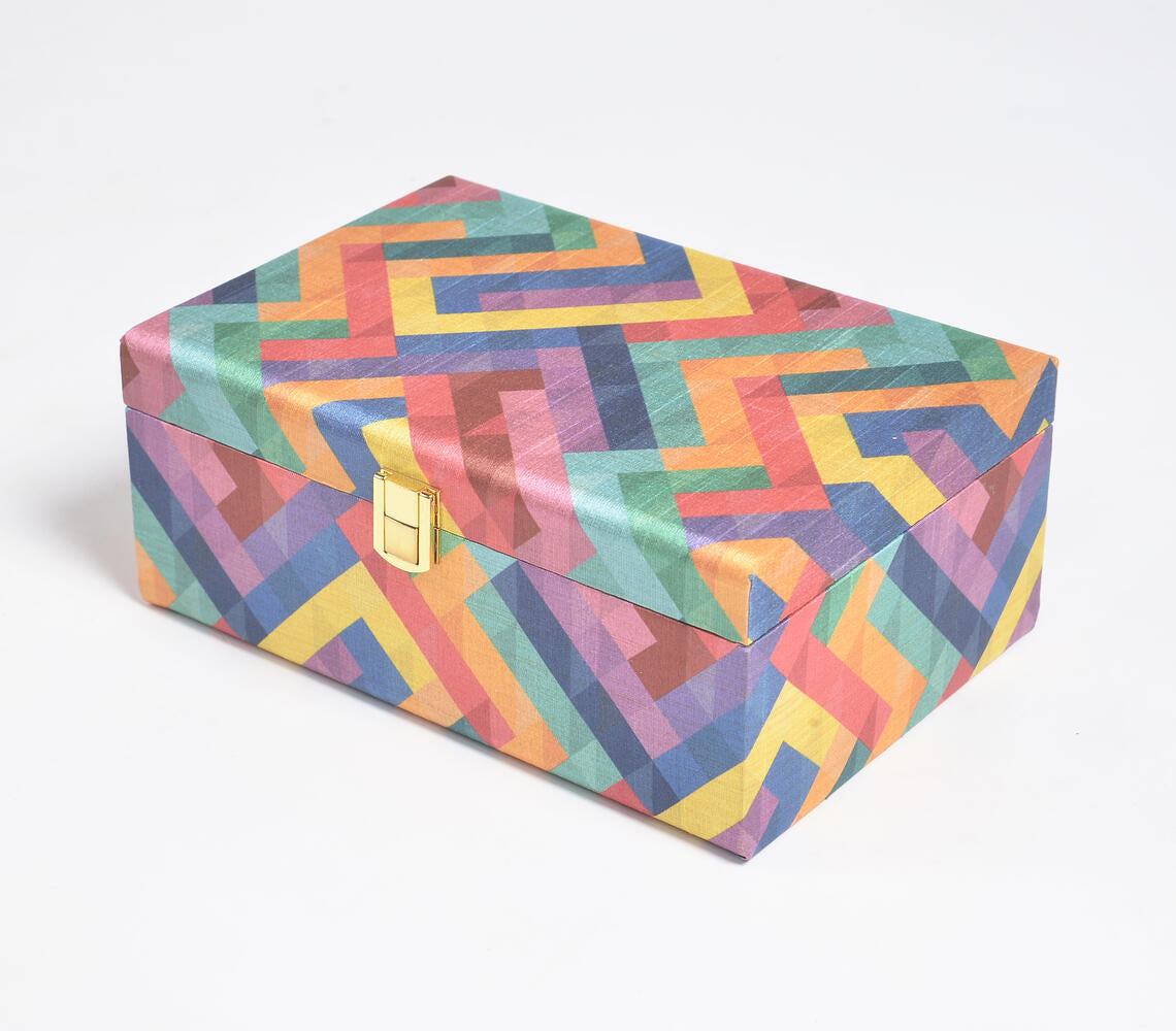 Chevron Shift Tusser Silk Jewelry Box