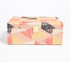 Geometric Print Tusser Silk Jewelry Box