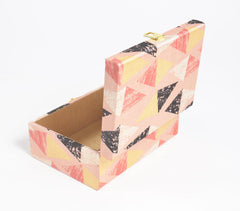Geometric Print Tusser Silk Jewelry Box