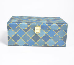 Geometric Print Tusser Silk Jewelry Box