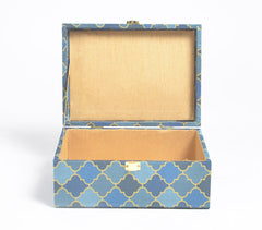 Geometric Print Tusser Silk Jewelry Box