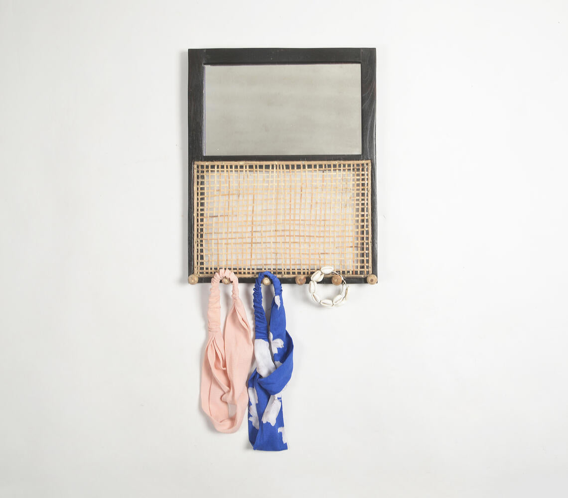 Wood & Cane Burnt Finish Accessory Organiser