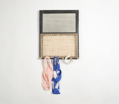 Wood & Cane Burnt Finish Accessory Organiser