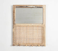 Wood & Cane Distress-White Finish Accessory Organiser