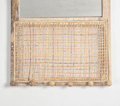 Wood & Cane Distress-White Finish Accessory Organiser