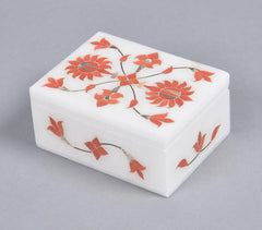 Inlaid Semi-Precious Stone & Marble Jewelry Box