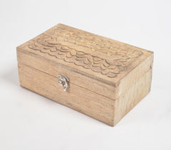 Hand Carved Classic Wooden Keepsake Box Q