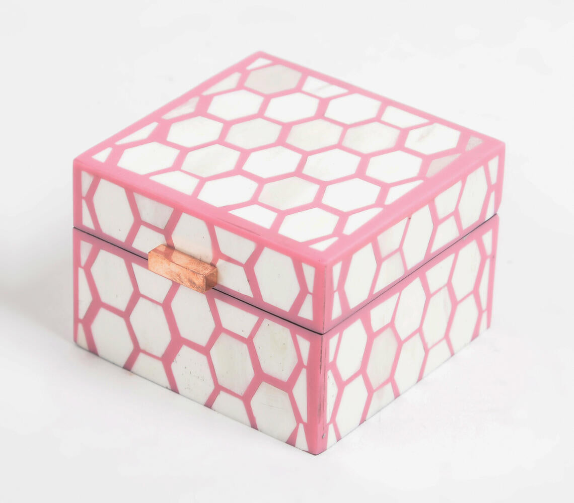 Honeycomb Pink MDF Jewelry Box