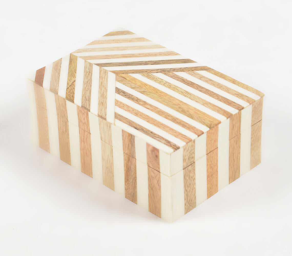 Neutral Striped MDF & Resin Jewelry Box