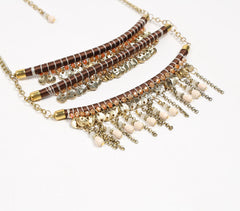 Metallic layered Tribal Necklace with Extension Chain