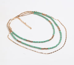 Mint Beaded Layered Chain necklace