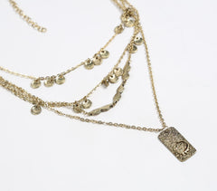 Metallic Beaded Chain Charm necklace