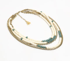 Gold-Toned Iron & Bone Beads Multi-Strand Necklace