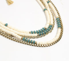 Gold-Toned Iron & Bone Beads Multi-Strand Necklace