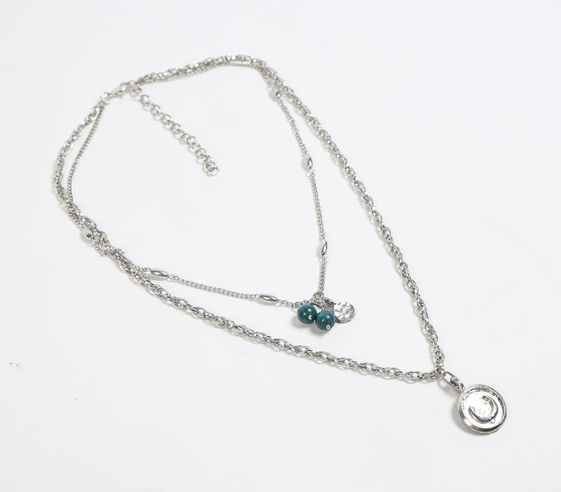 Metallic Chain Charm Layered necklace