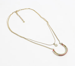 Gold-Toned Iron Layered Red Pendant Necklace