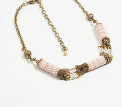 Chunky Beads Boho Brass Necklace