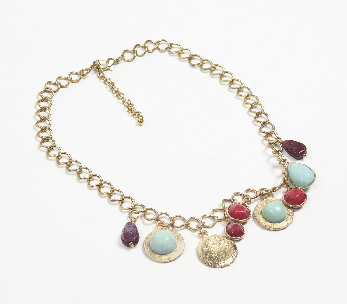 Boho Resin Stones on Brass Necklace