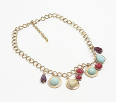 Boho Resin Stones on Brass Necklace