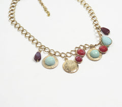 Boho Resin Stones on Brass Necklace