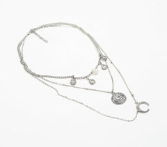 Bohemian Silver Tones Multi-Layered Necklace