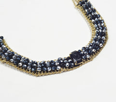 Gold-Toned Iron & Monochrome Glass Beads Necklace with Extension Chain