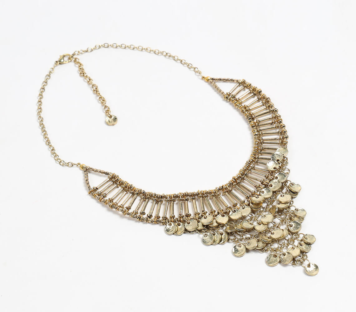 Gold-Toned Beads & Coins Statement Bib Necklace