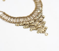 Gold-Toned Beads & Coins Statement Bib Necklace
