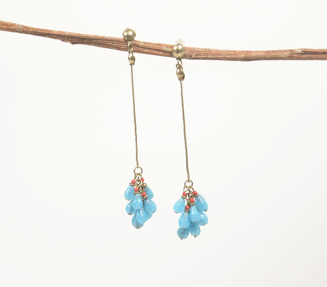 Gold-Toned Iron & Glass Beads Drop Earrings