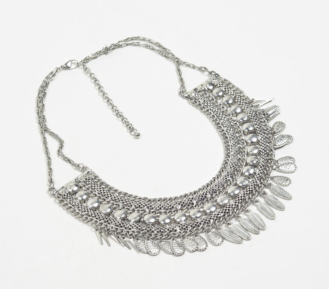 Silver-toned Boho-chic Iron Necklace