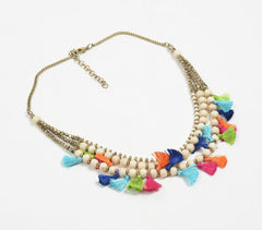 Colorpop Tasseled Boho-chic Bone Necklace