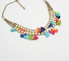Colorpop Tasseled Boho-chic Bone Necklace