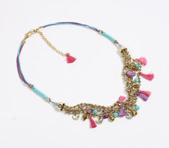 Colorpop Tasseled & Cluster Beaded Boho necklace