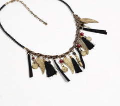 Glass Beads & Iron Charms Boho Necklace