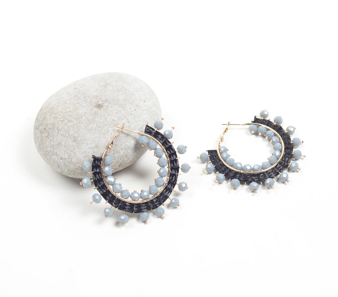 Raffia Wrapped & Gold-Toned Iron Hoop Earrings