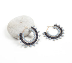 Raffia Wrapped & Gold-Toned Iron Hoop Earrings