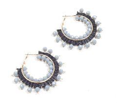 Raffia Wrapped & Gold-Toned Iron Hoop Earrings