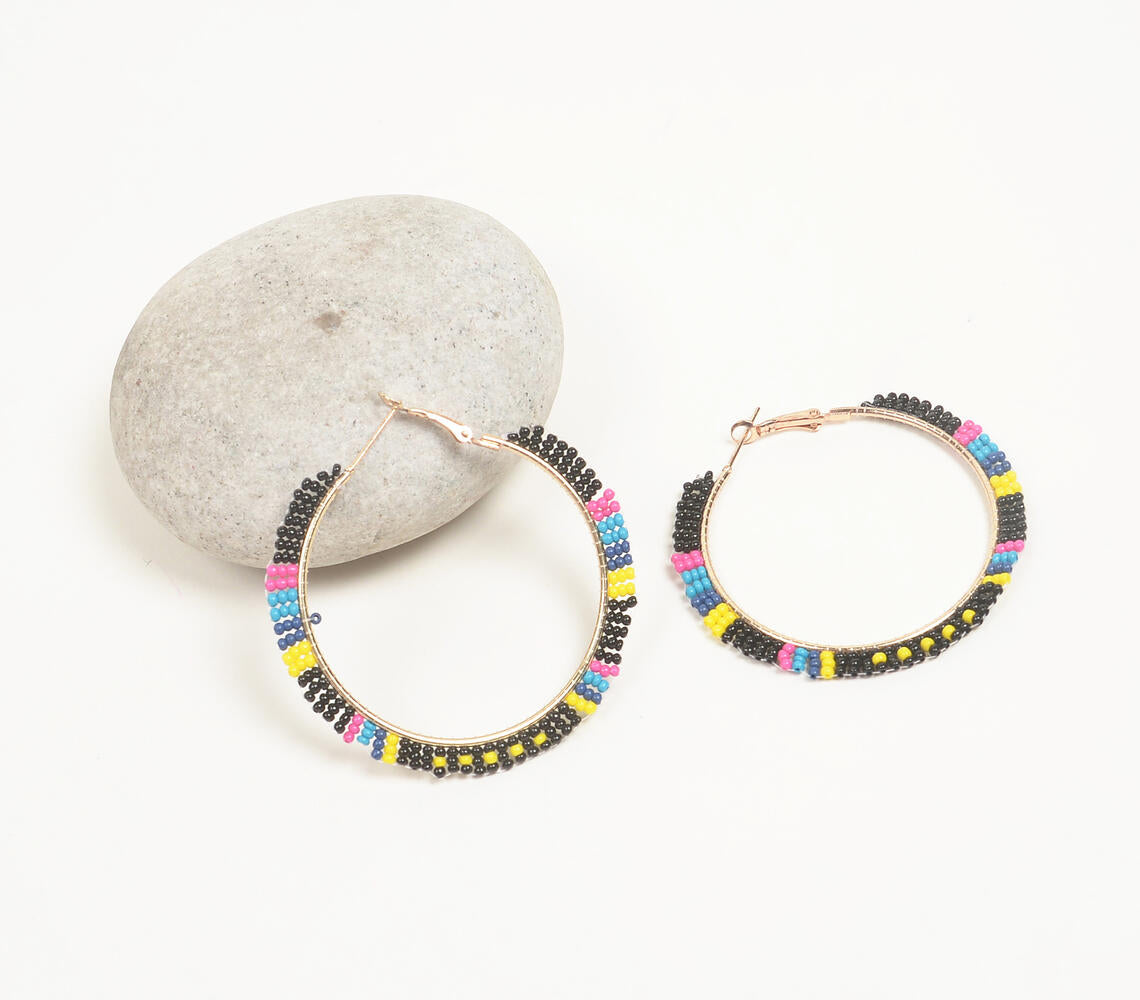 Tribal Beaded Hoop Earrings