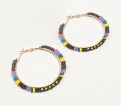 Tribal Beaded Hoop Earrings