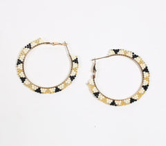 Tribal Triangles Beaded Hoop Earrings