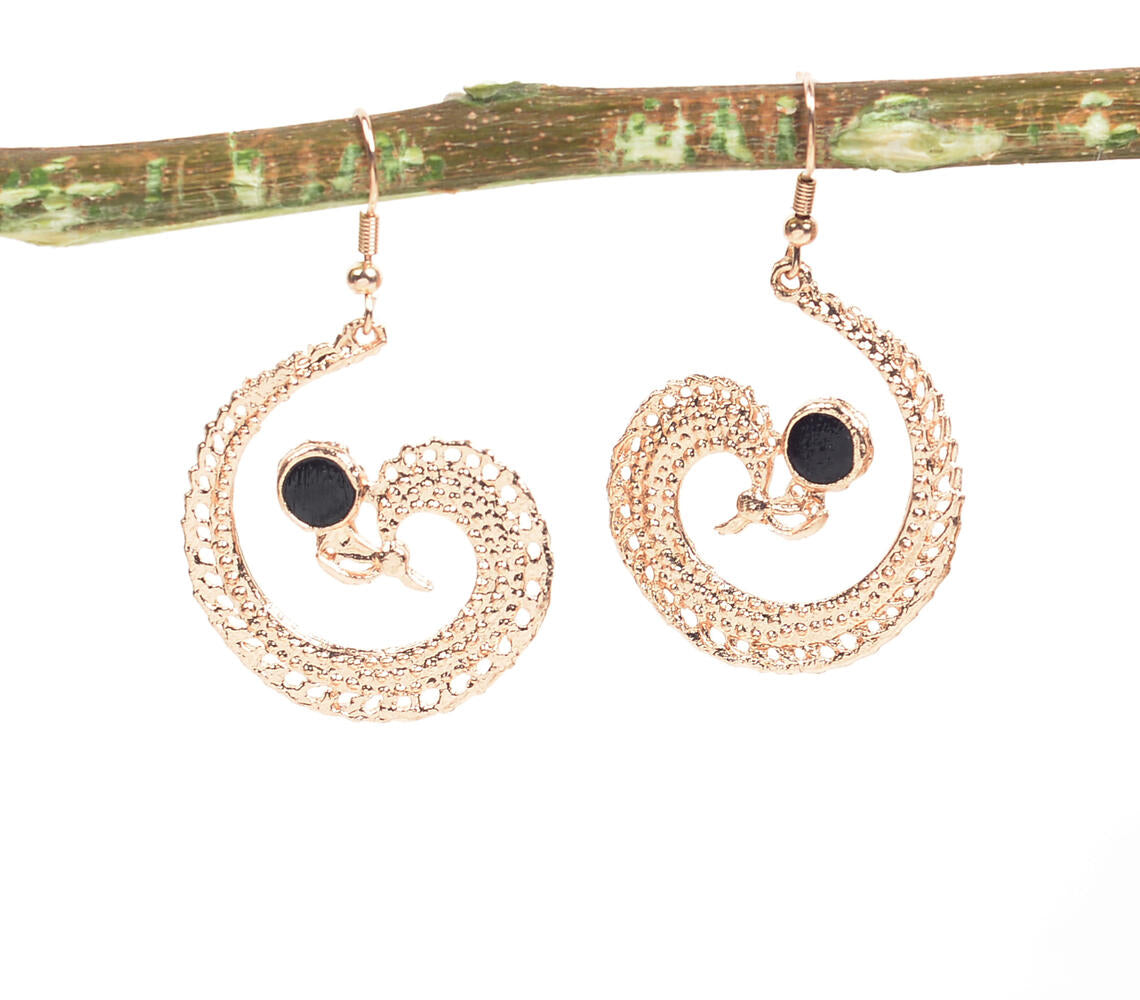Metallic Statement Peacock Hoop Earrings