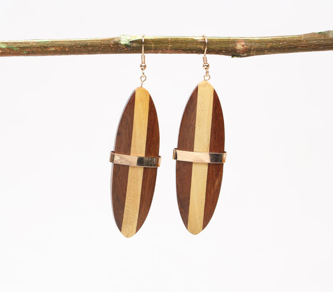 Earthy Tones Wooden Squash Tail Earrings