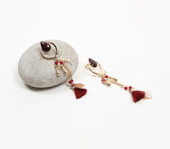 Handcrafted Boho-chic Resin Tasseled Dangle Earrings