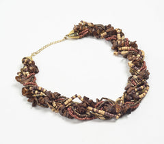 Chunky Umber Beaded Choker Necklace
